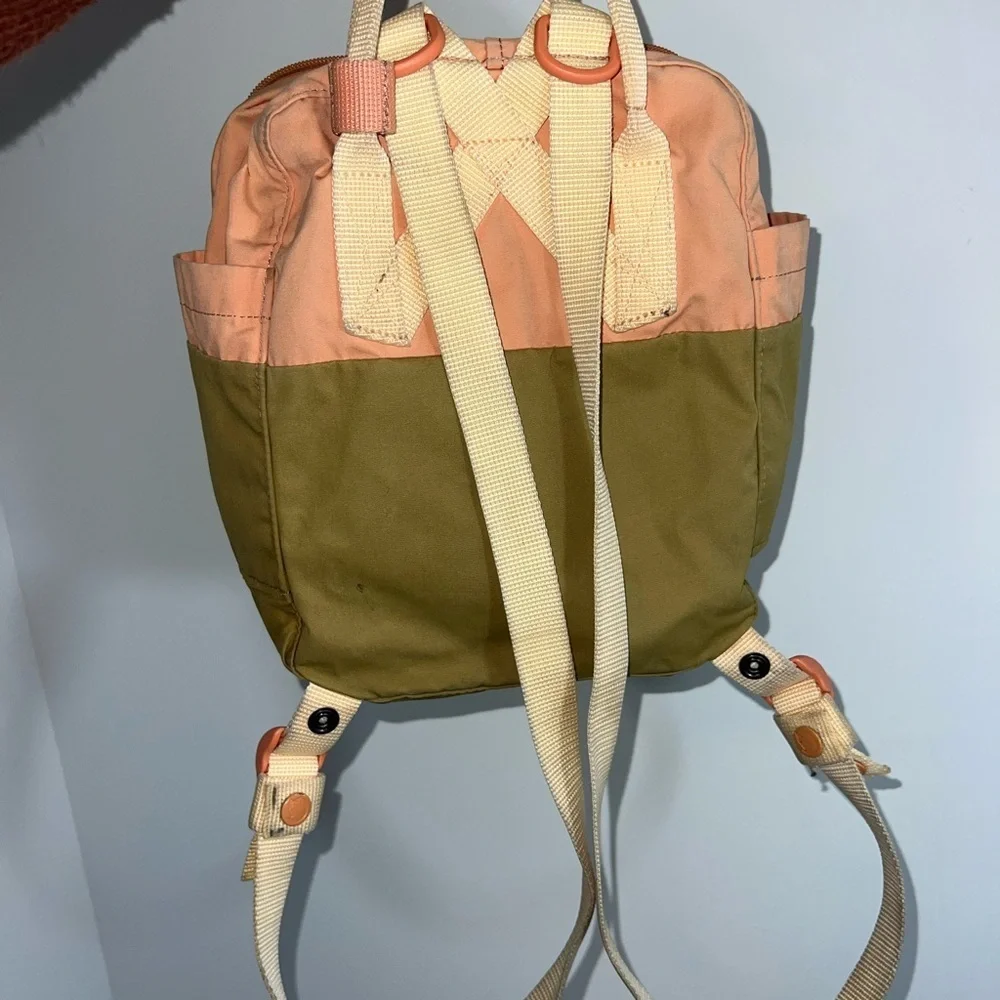 Fjallraven Kanken Art Landsort Backpack in Peach and Olive mini